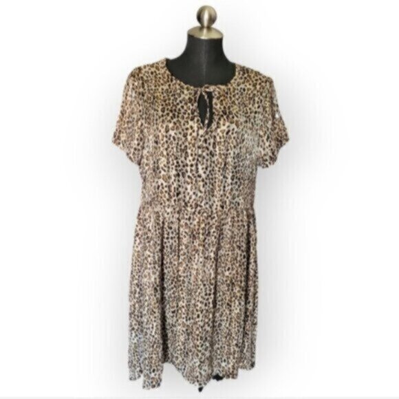 KAFFE Leopard Print Chiffon Dress NWT Sz XL - Picture 1 of 13